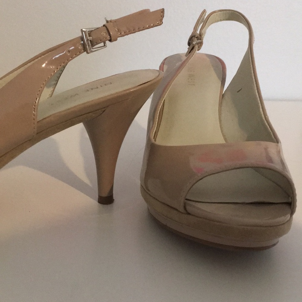 Nine West Able Platform Open-Toed Nude Heels